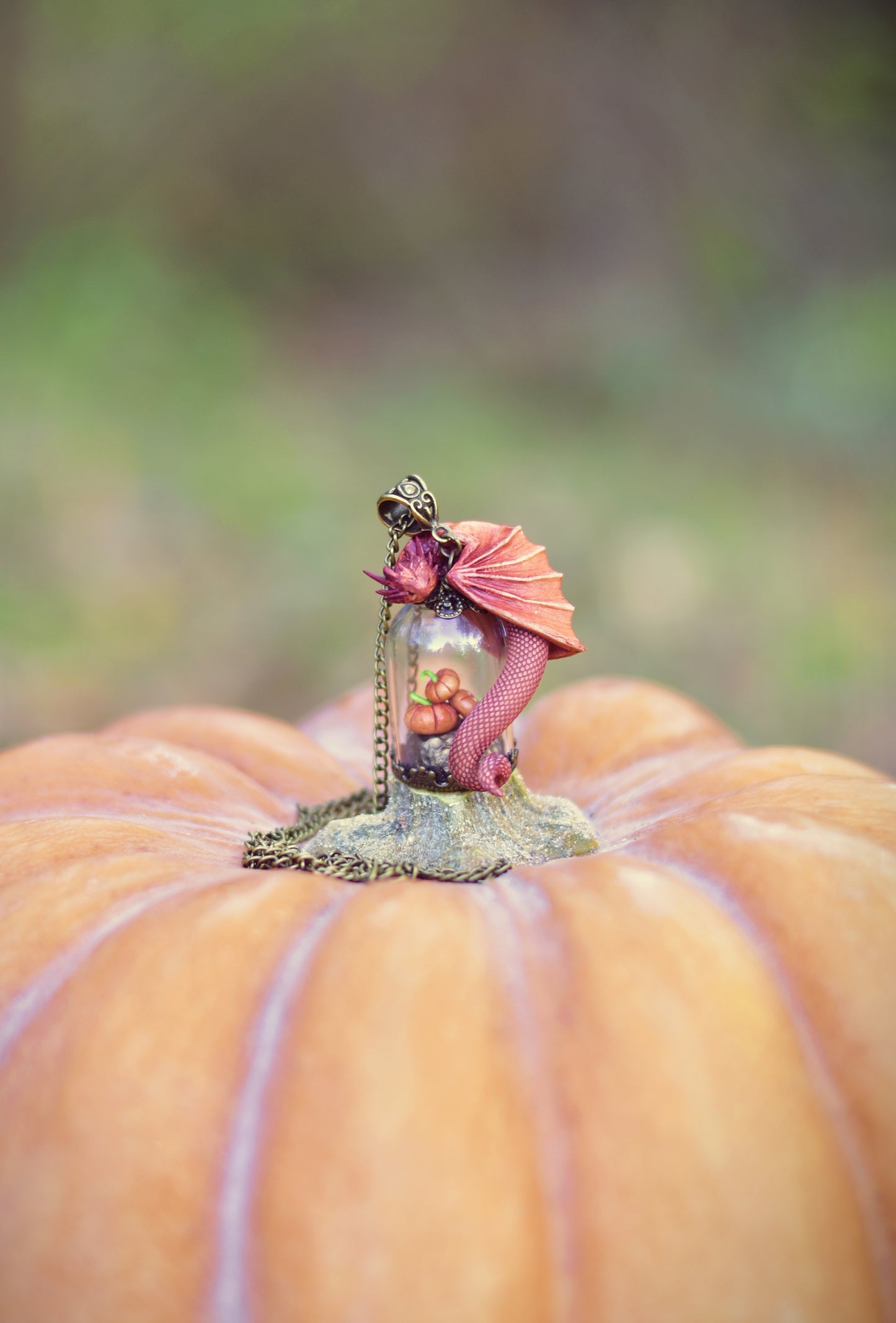 Pumpkin Guardian Dragon Necklace