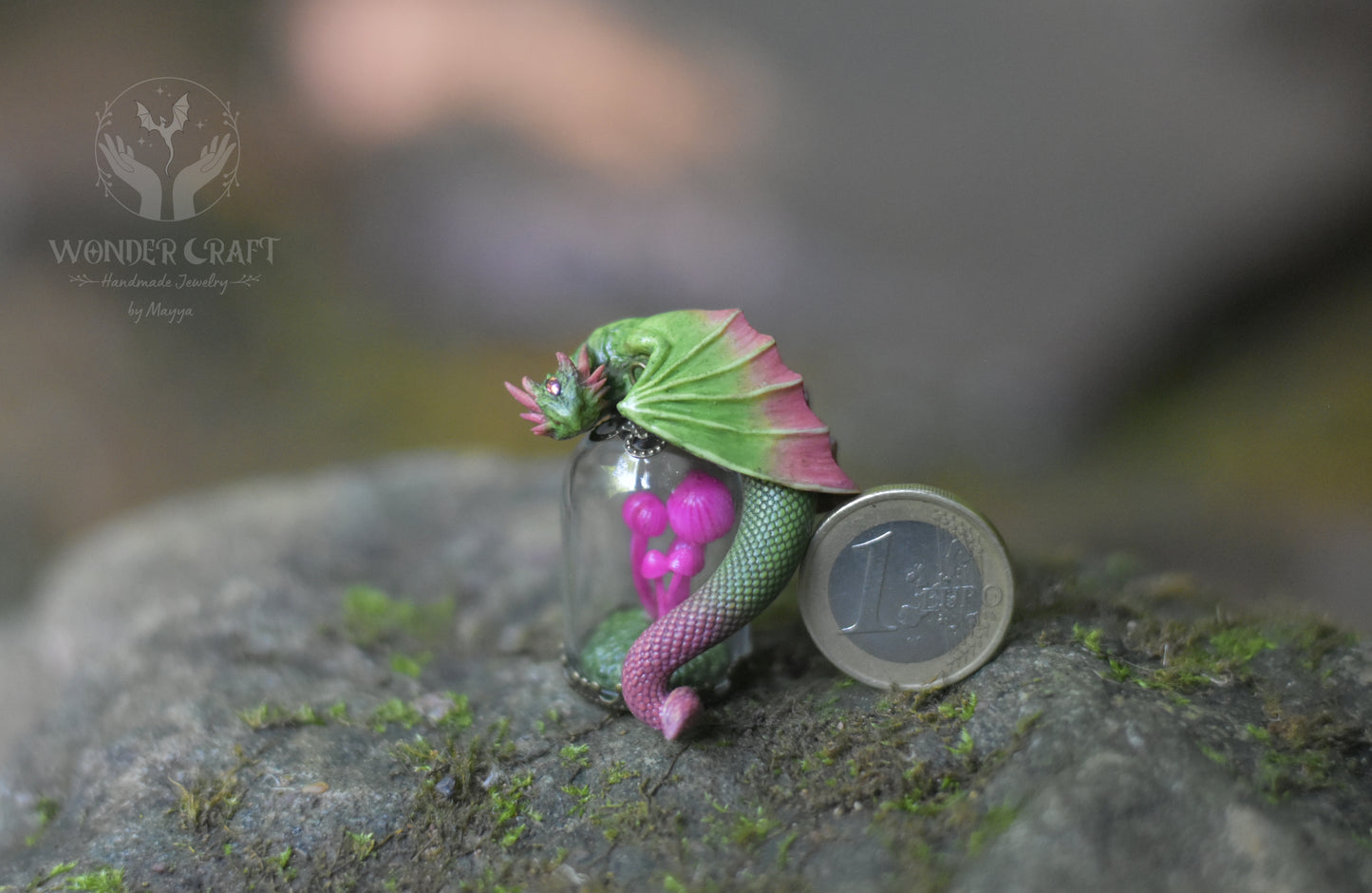 Guardian Dragon with Mini Mushrooms Necklace