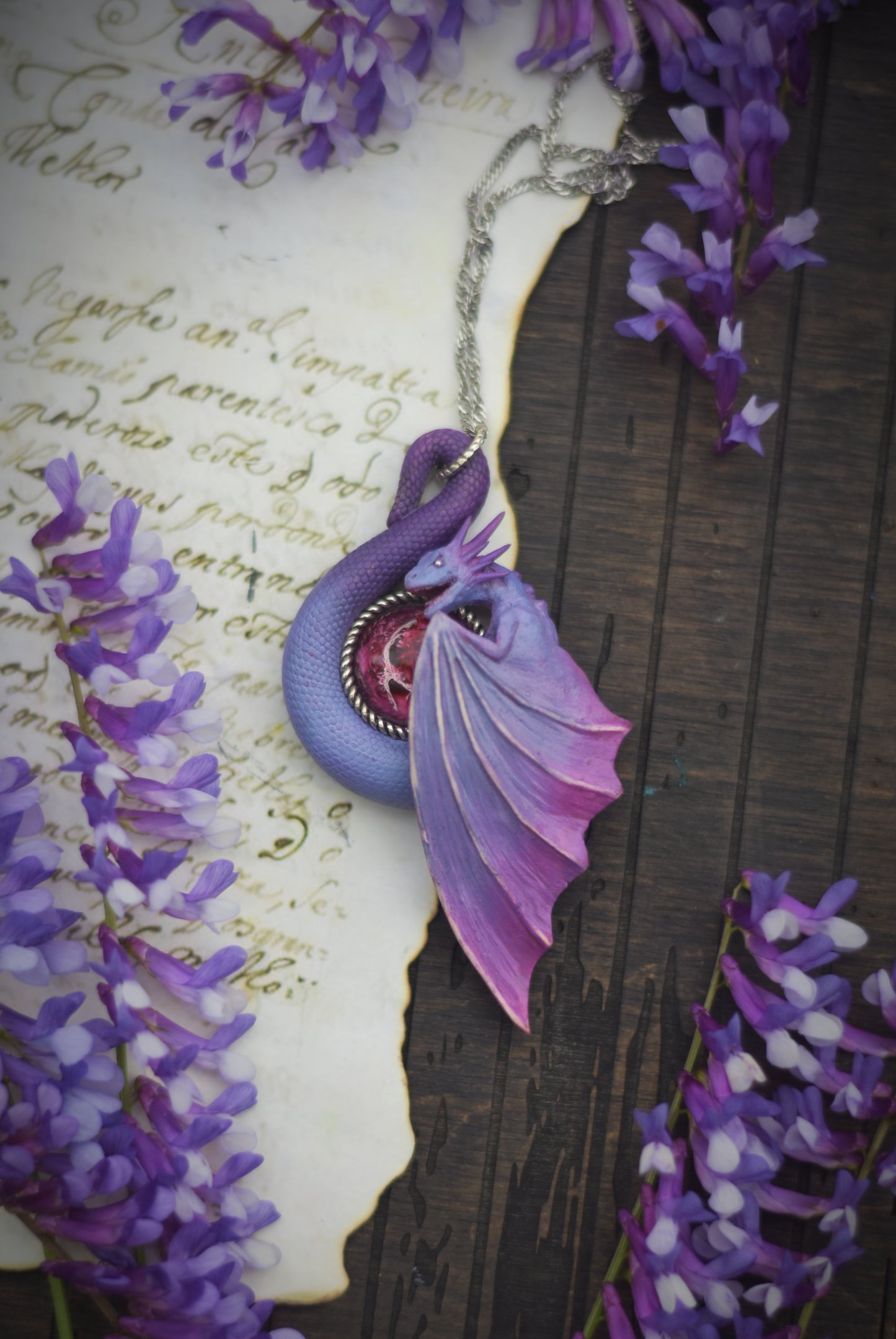Purple and Violet Dragon Necklace