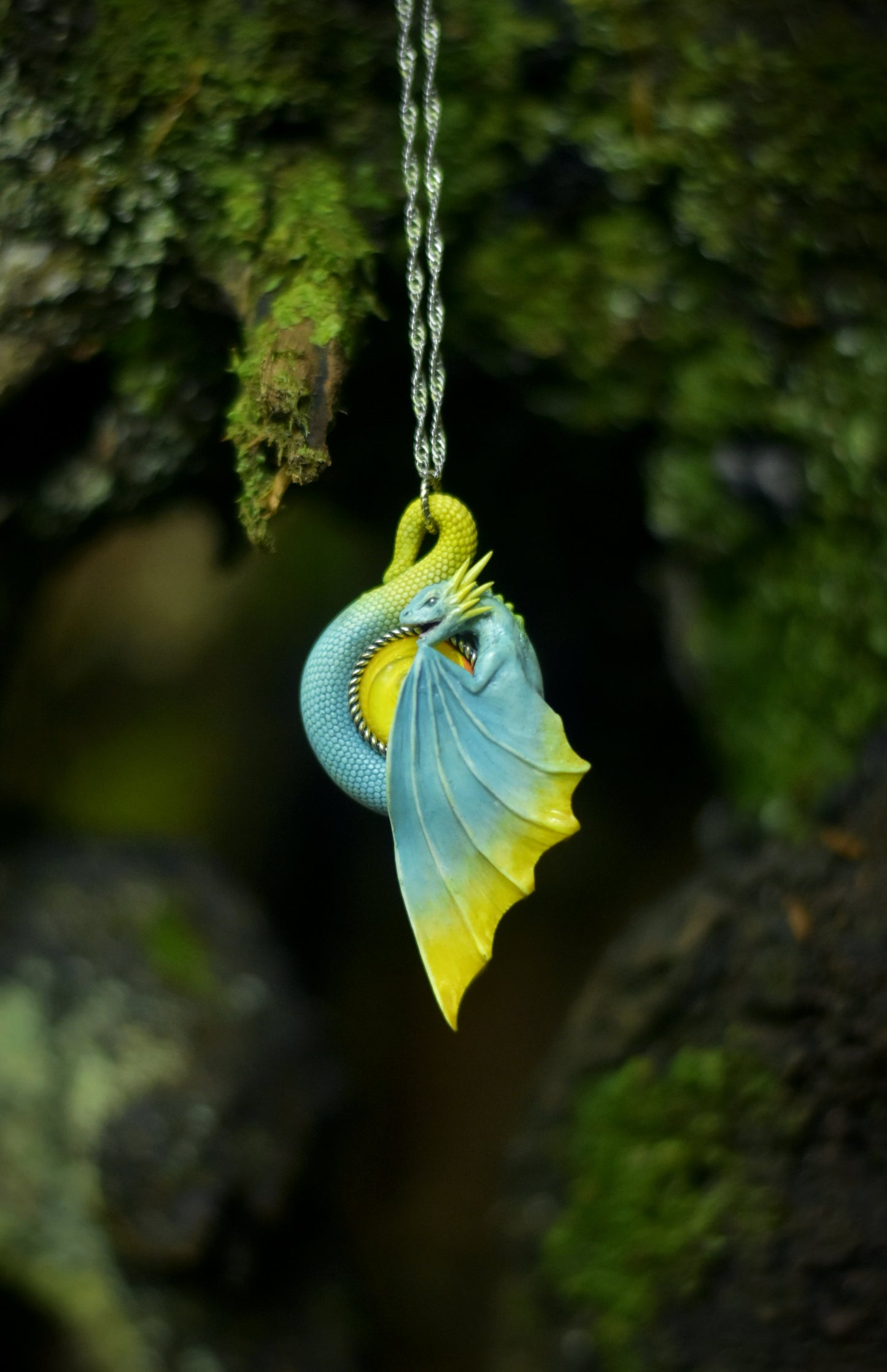 Blue and Yellow Dragon Pendant