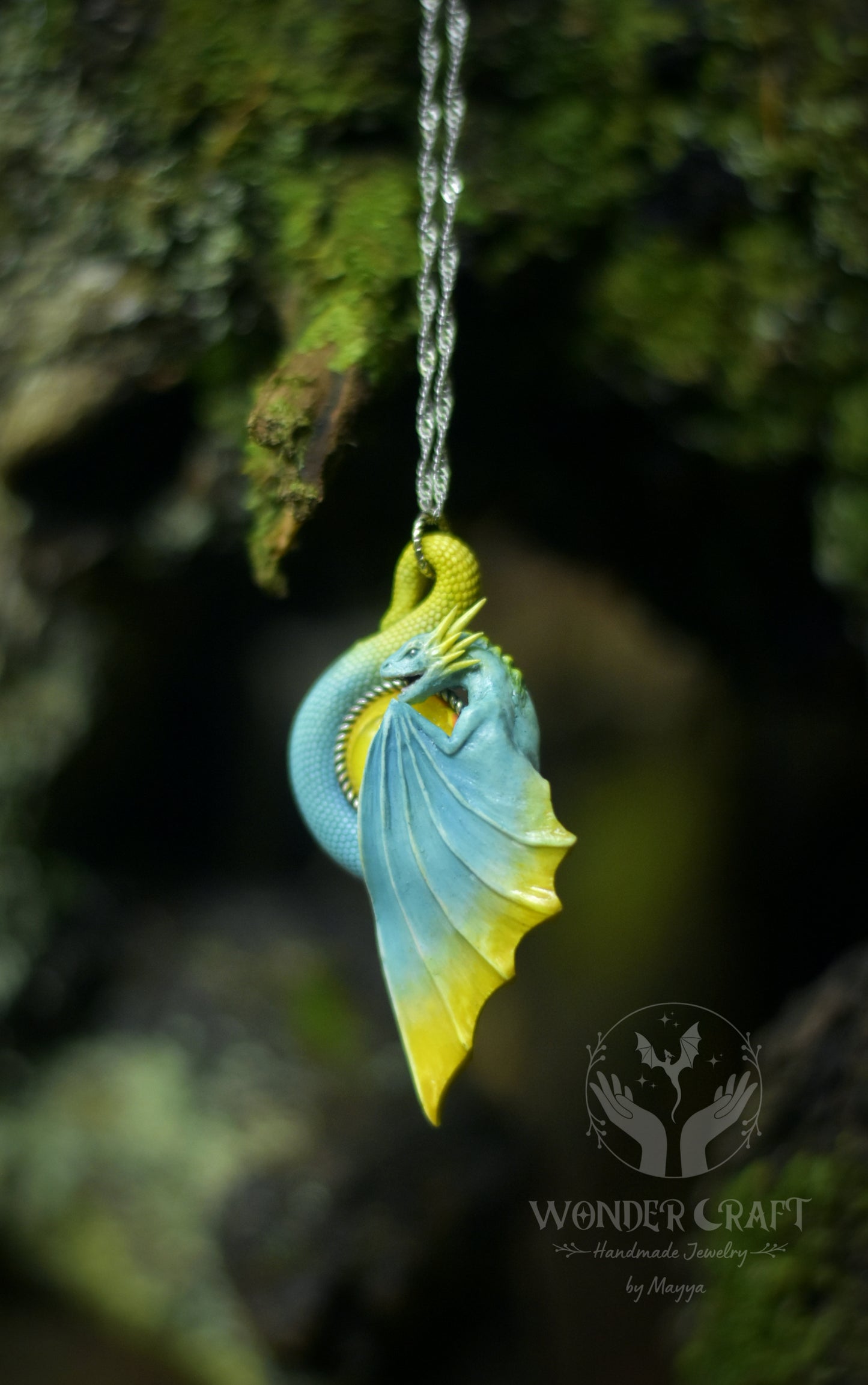 Blue and Yellow Dragon Pendant