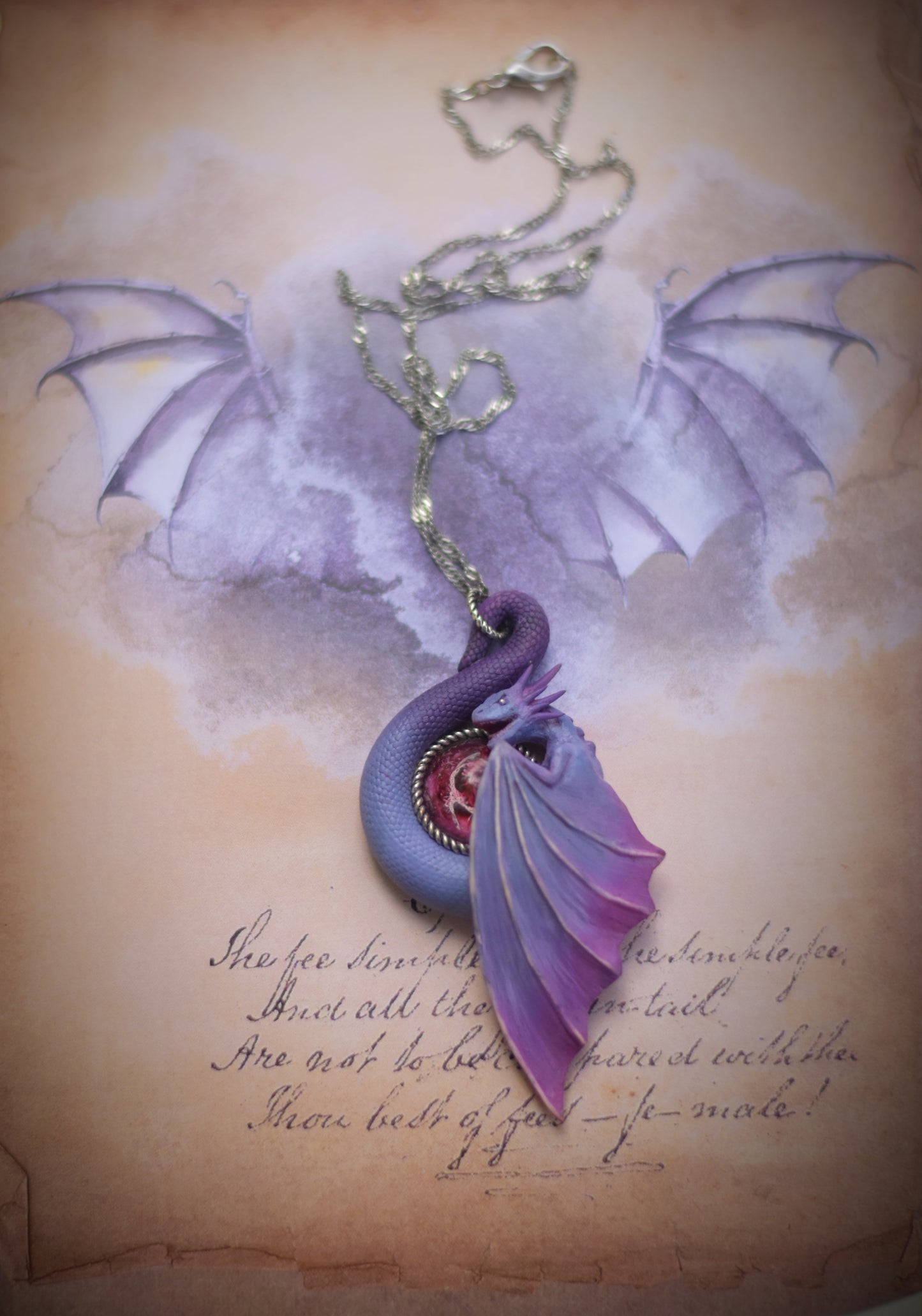 Purple and Violet Dragon Necklace