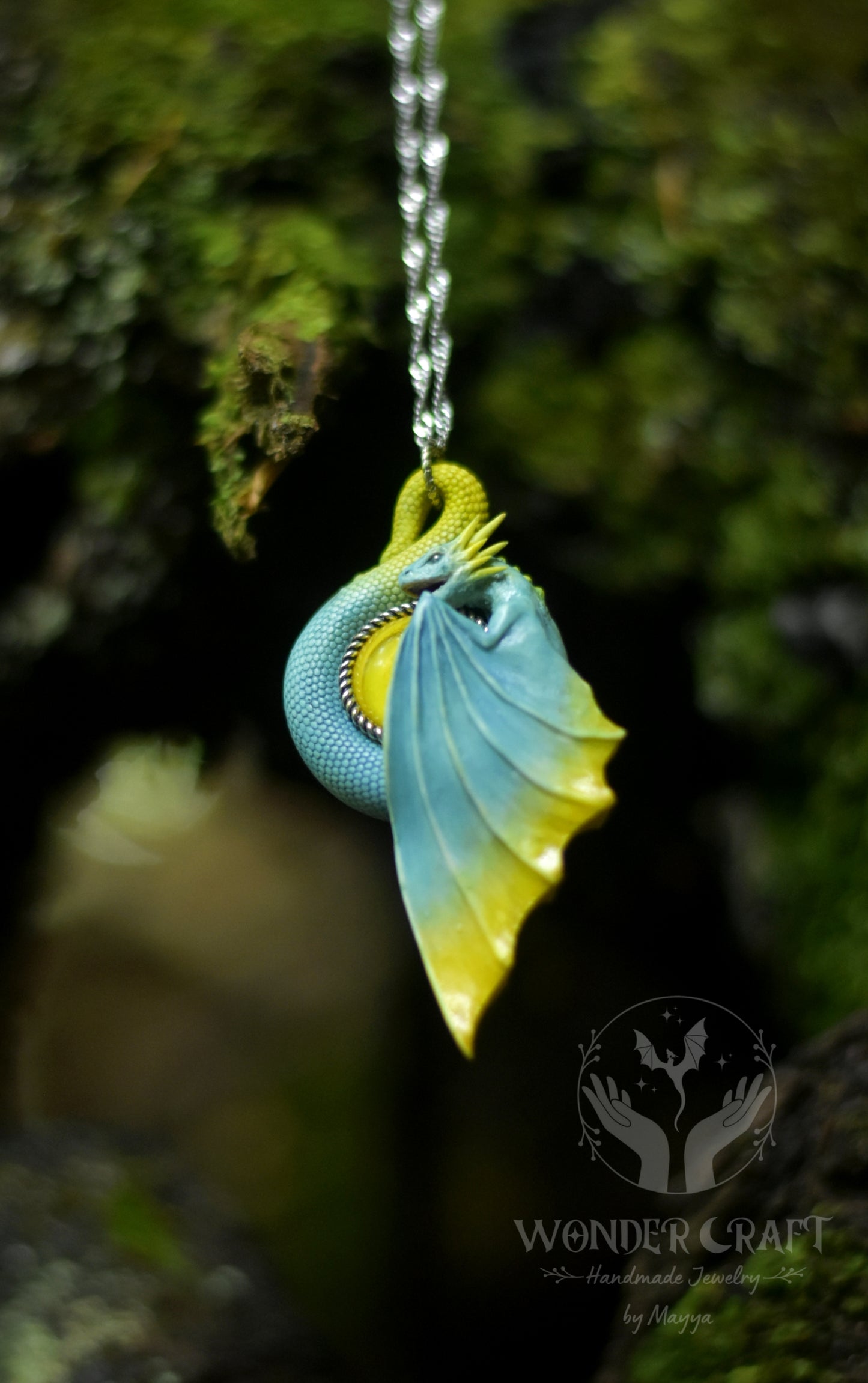Blue and Yellow Dragon Pendant