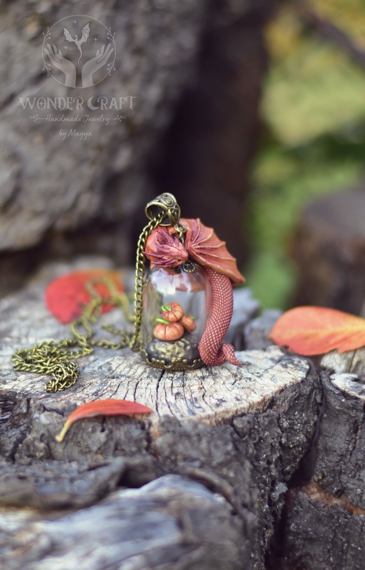 Pumpkin Guardian Dragon Necklace