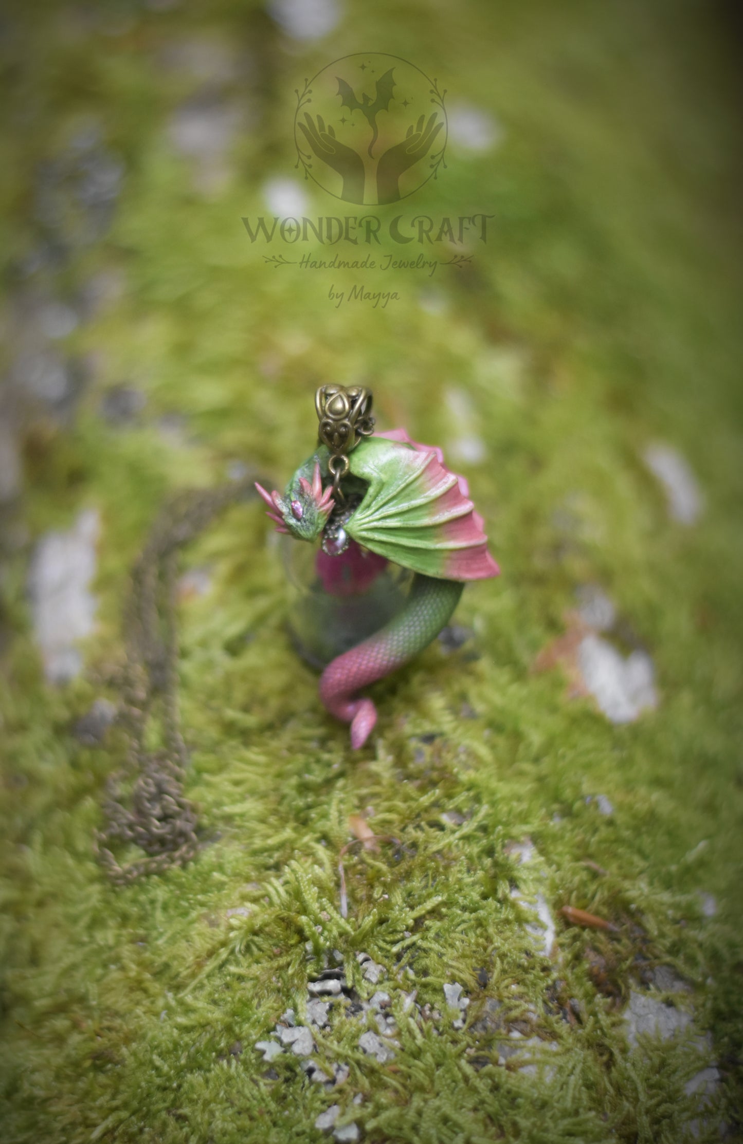 Guardian Dragon with Mini Mushrooms Necklace