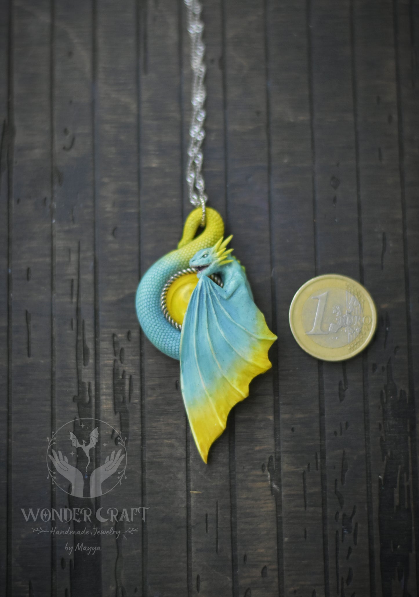 Blue and Yellow Dragon Pendant