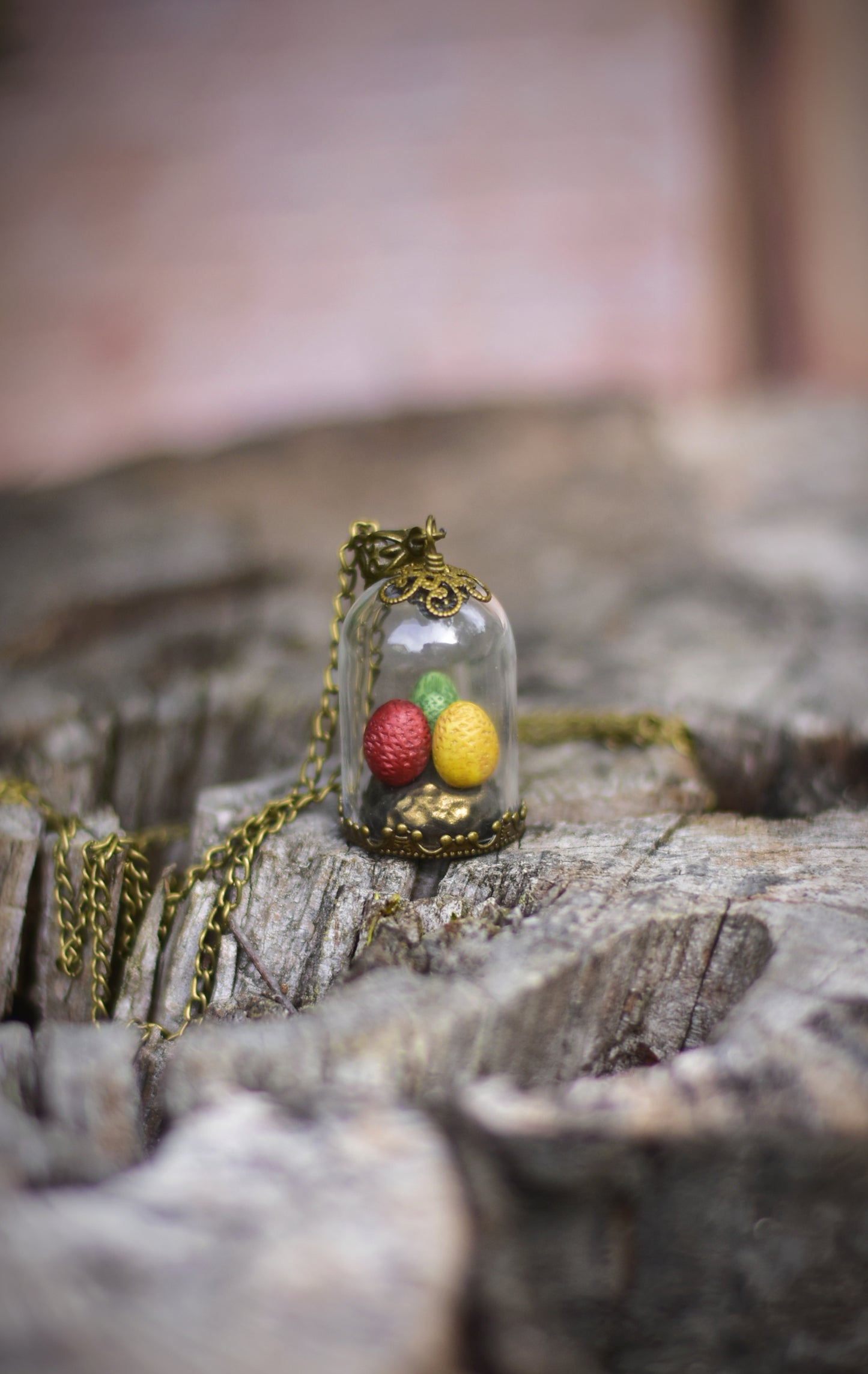 Mystic Hatch - Dragon Eggs Under Glass Dome Necklace