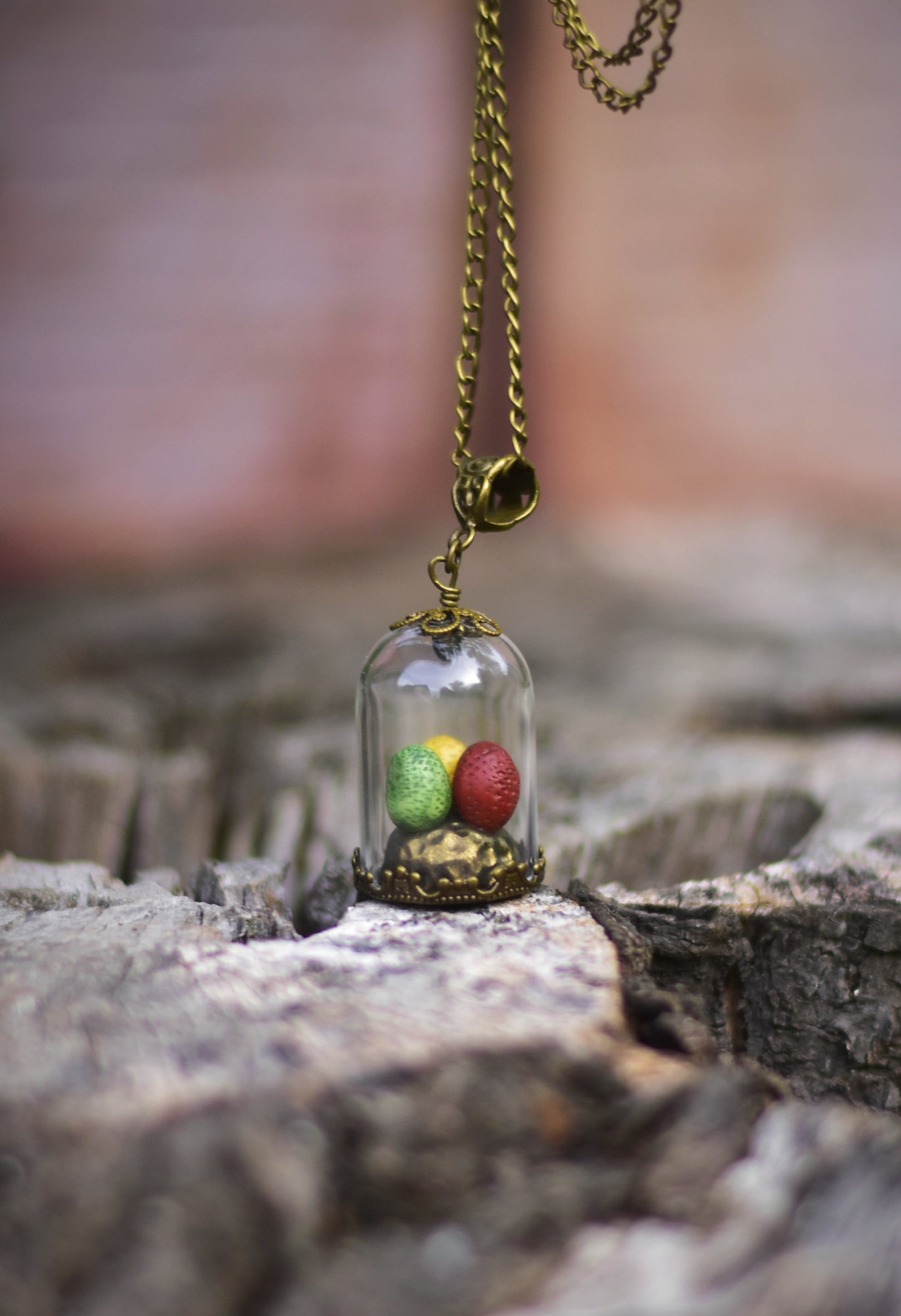 Mystic Hatch - Dragon Eggs Under Glass Dome Necklace
