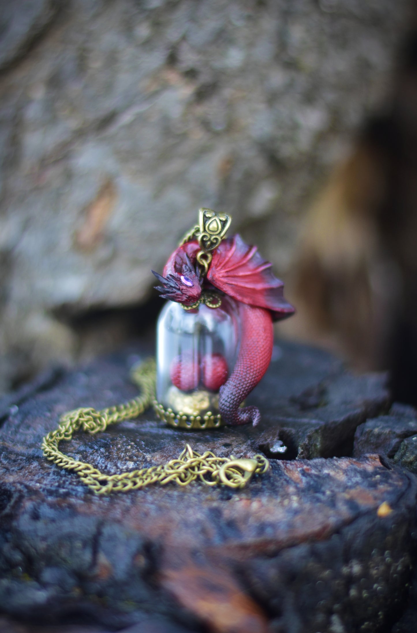 Red and Black Dragon Egg Guardian Necklace