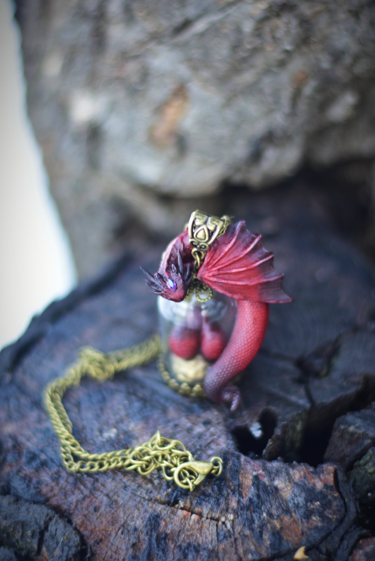 Red and Black Dragon Egg Guardian Necklace