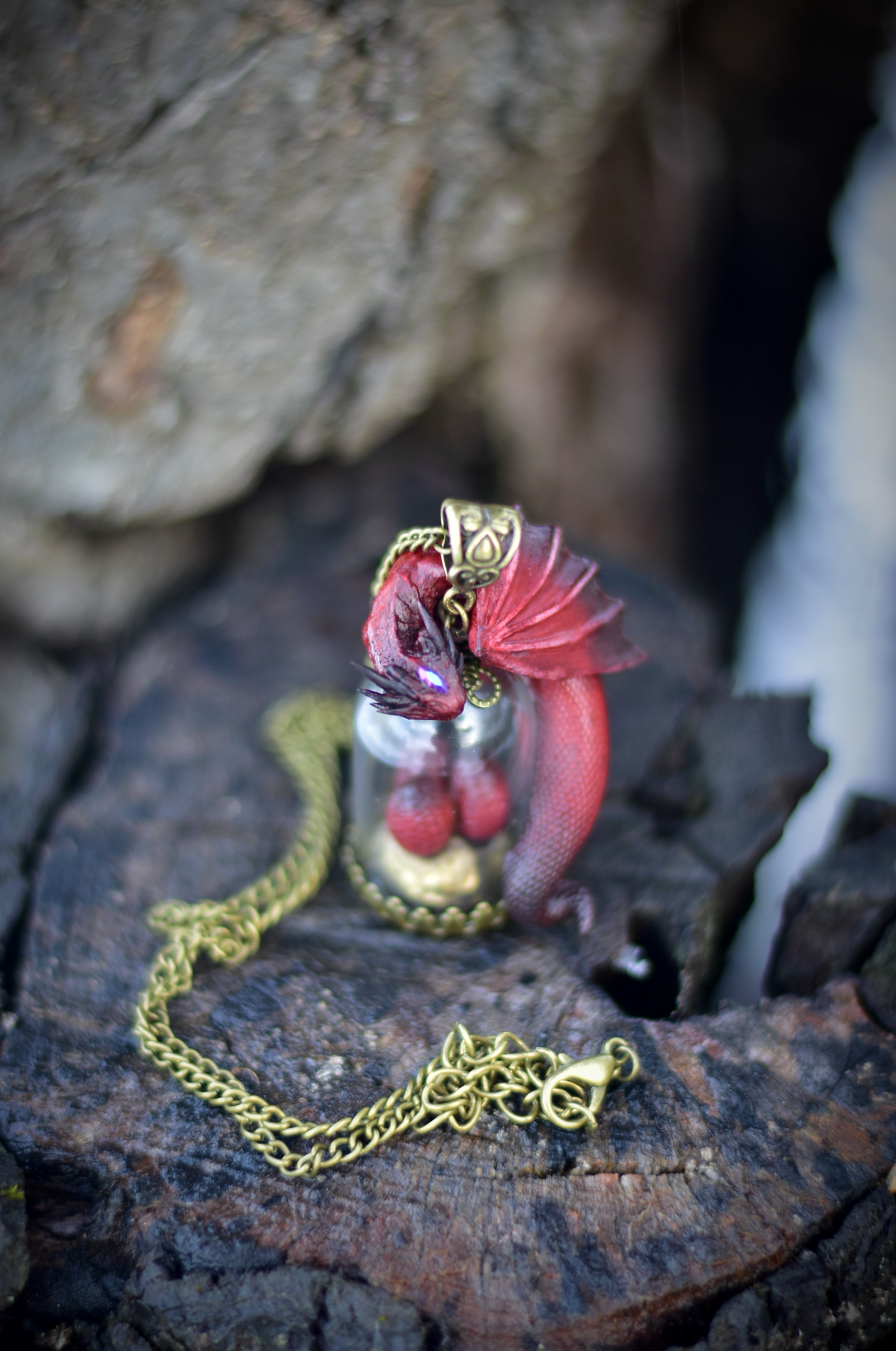 Red and Black Dragon Egg Guardian Necklace