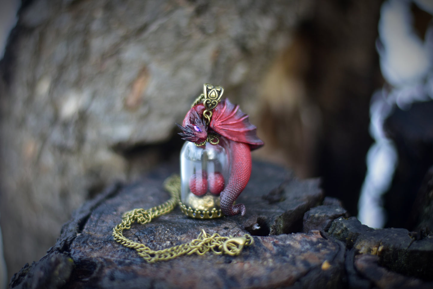 Red and Black Dragon Egg Guardian Necklace