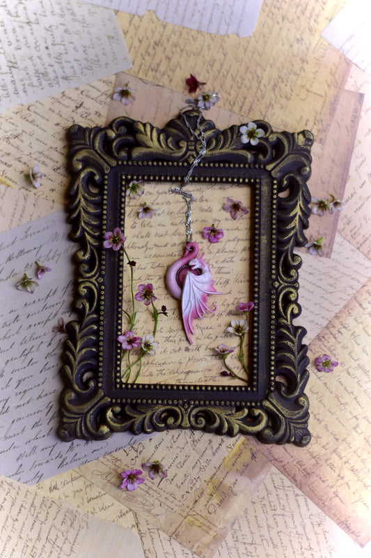 White and Pink Fairy Dragon Necklace