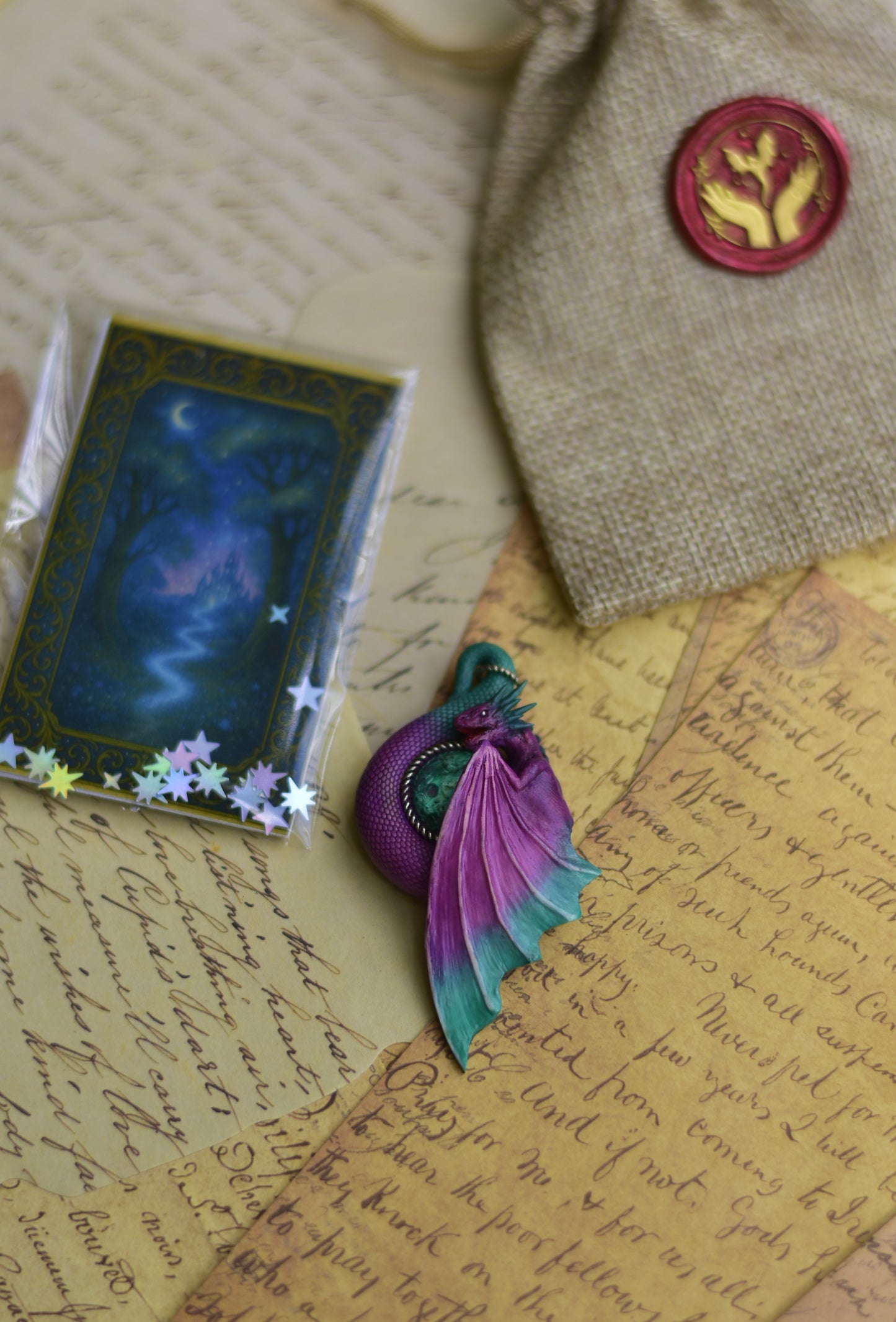 Purple and Teal Dragon Necklace
