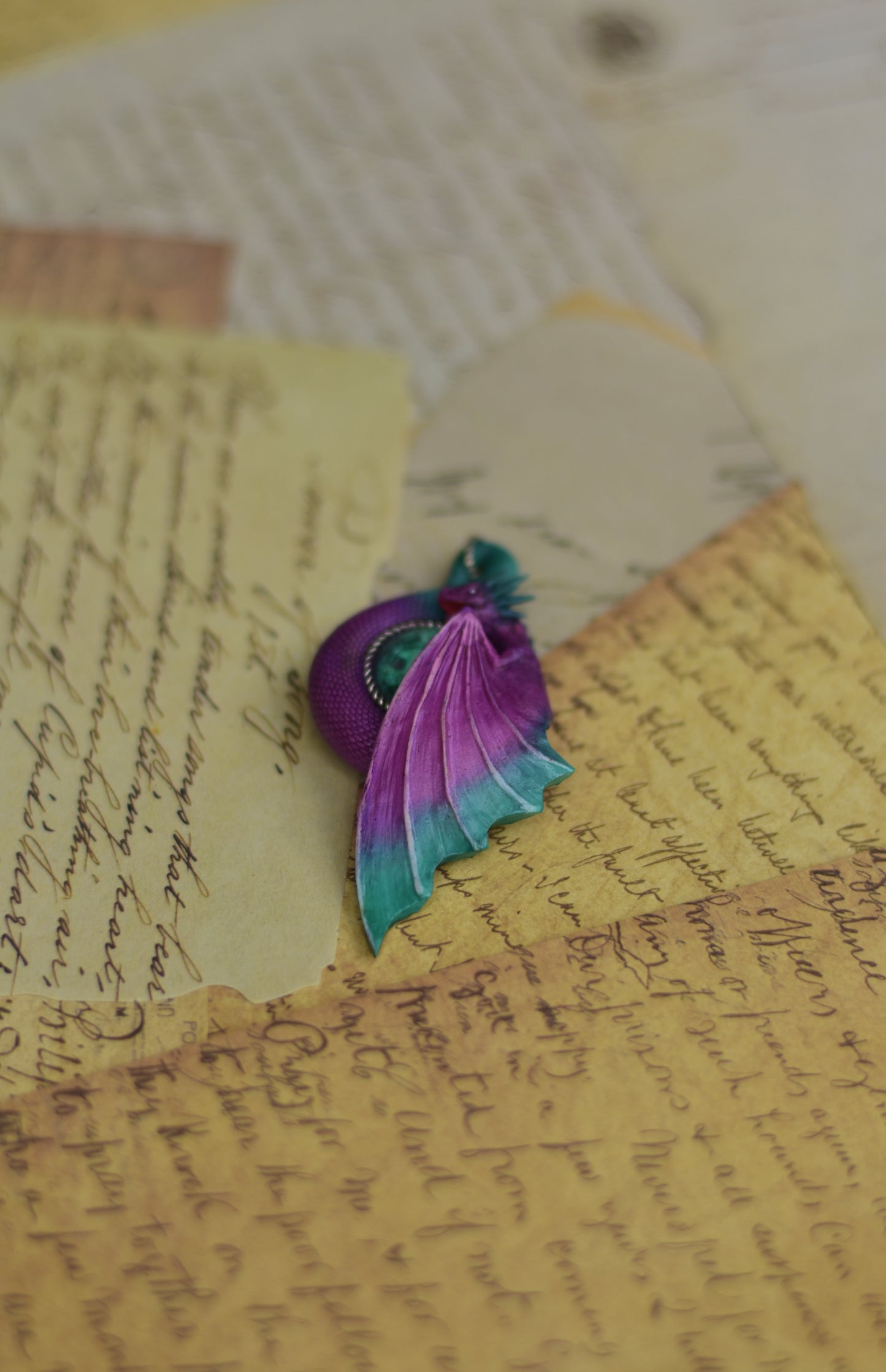 Purple and Teal Dragon Necklace