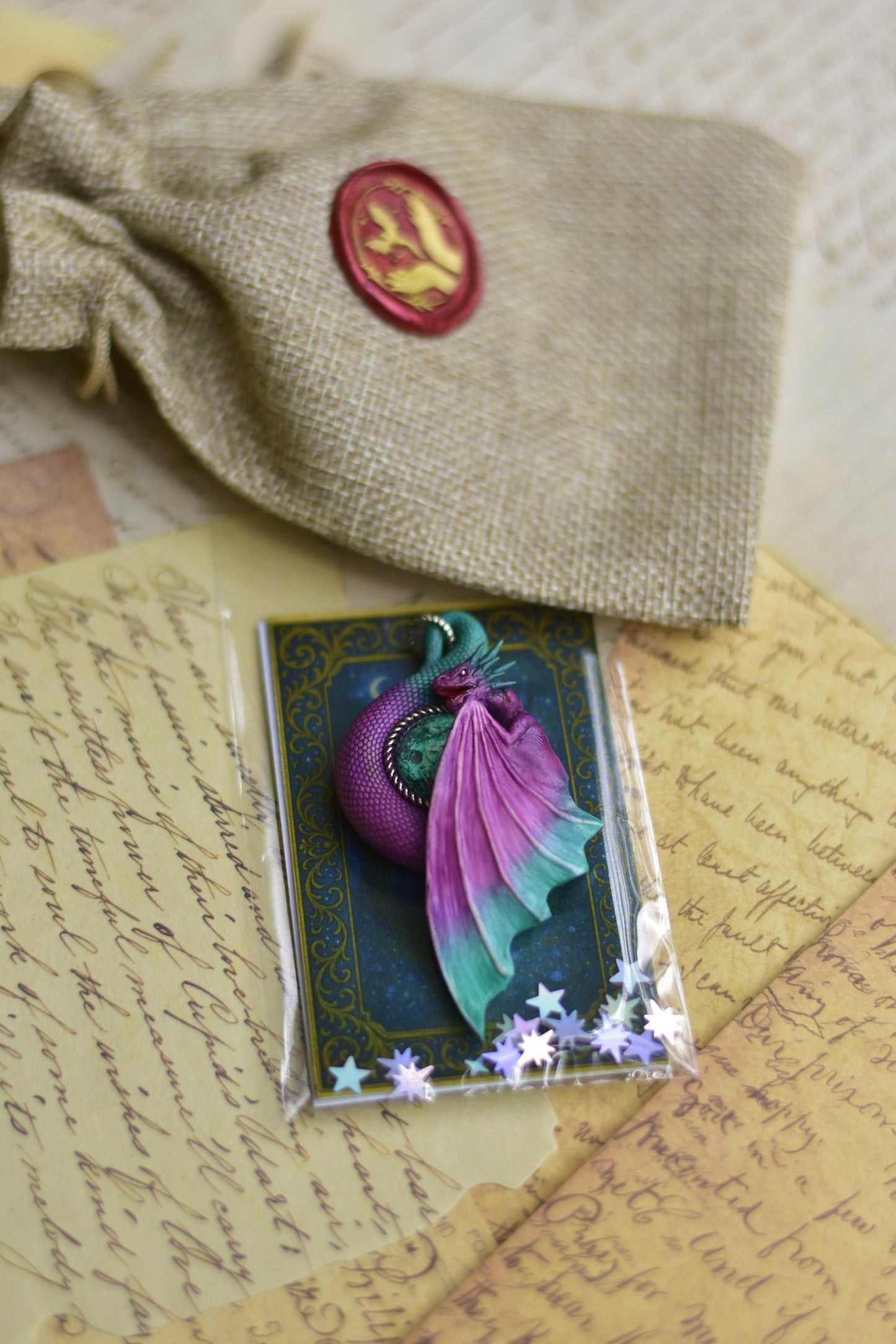Purple and Teal Dragon Necklace