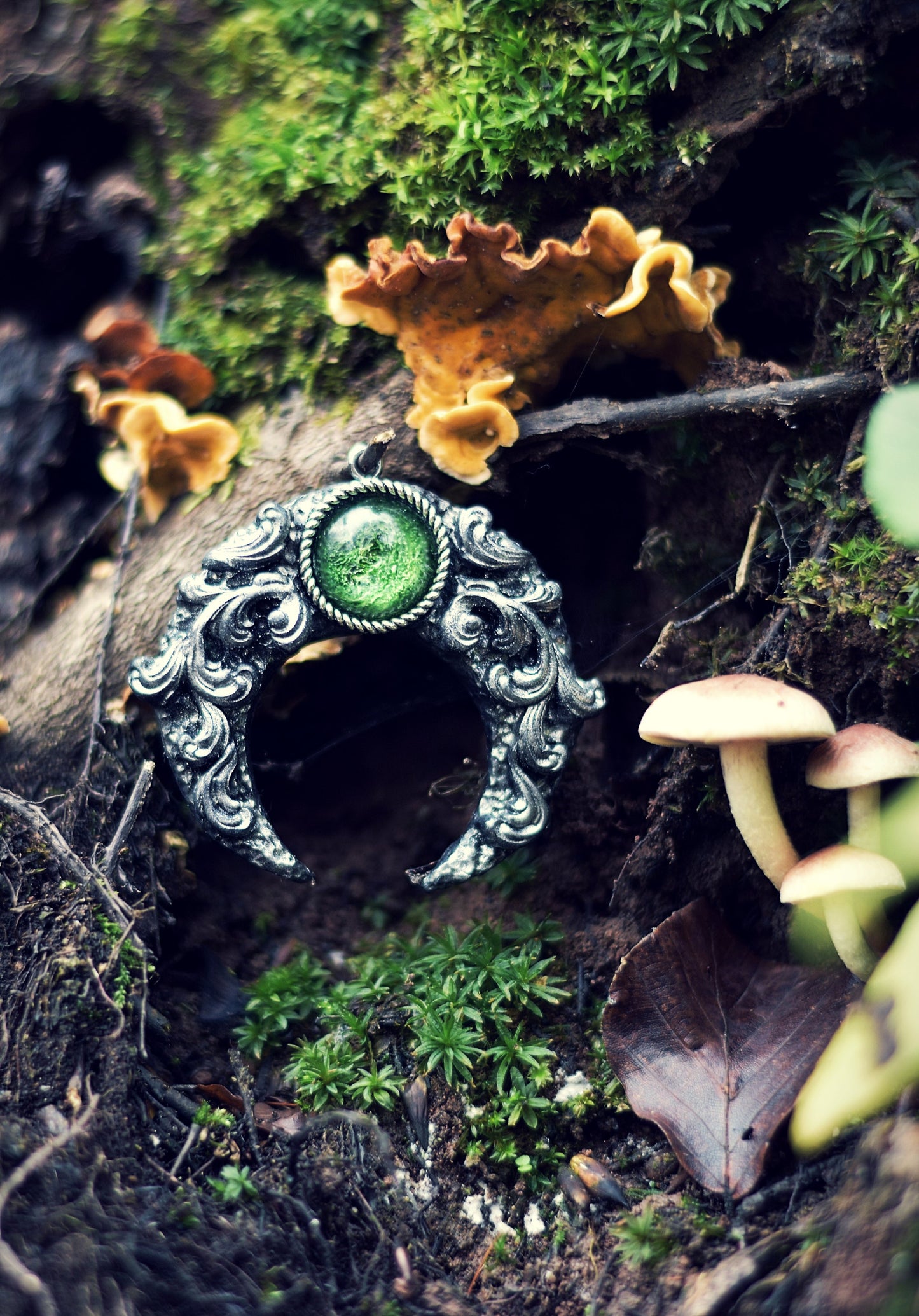 Green Witch Moon Necklace