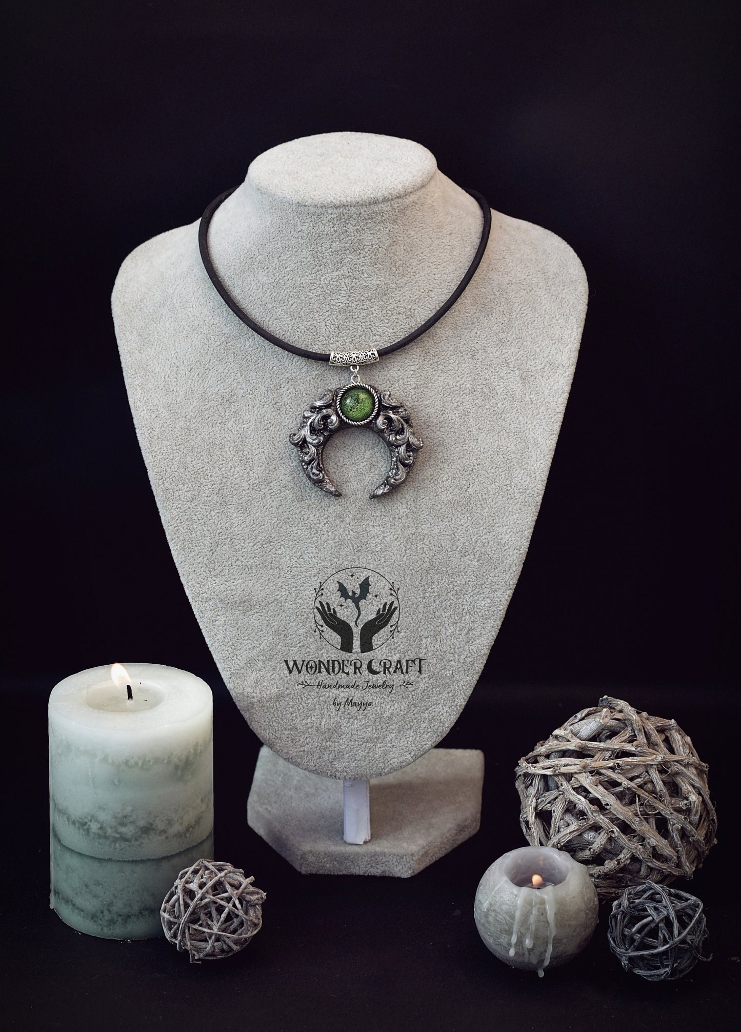 Green Witch Moon Necklace