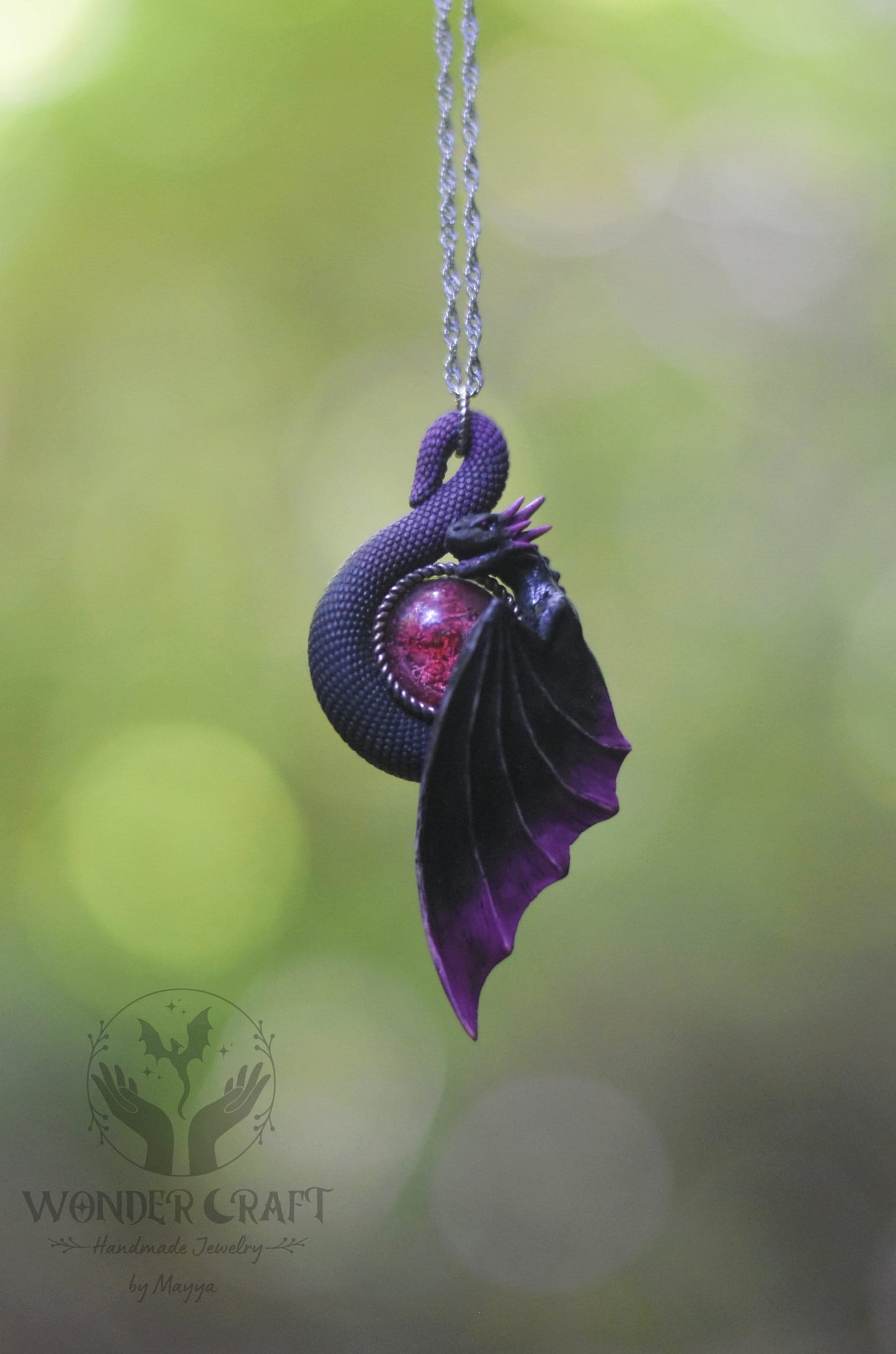 Black and Purple Dragon Necklace