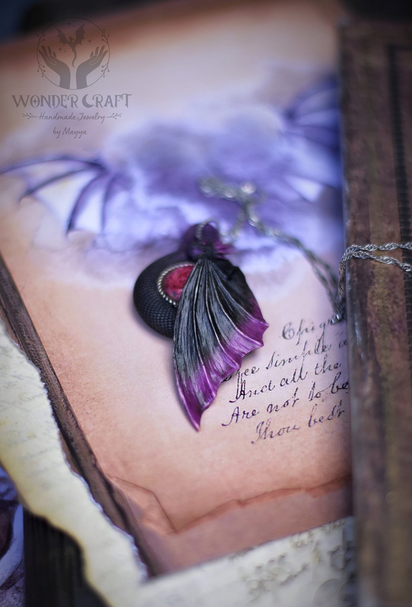 Black and Purple Dragon Necklace