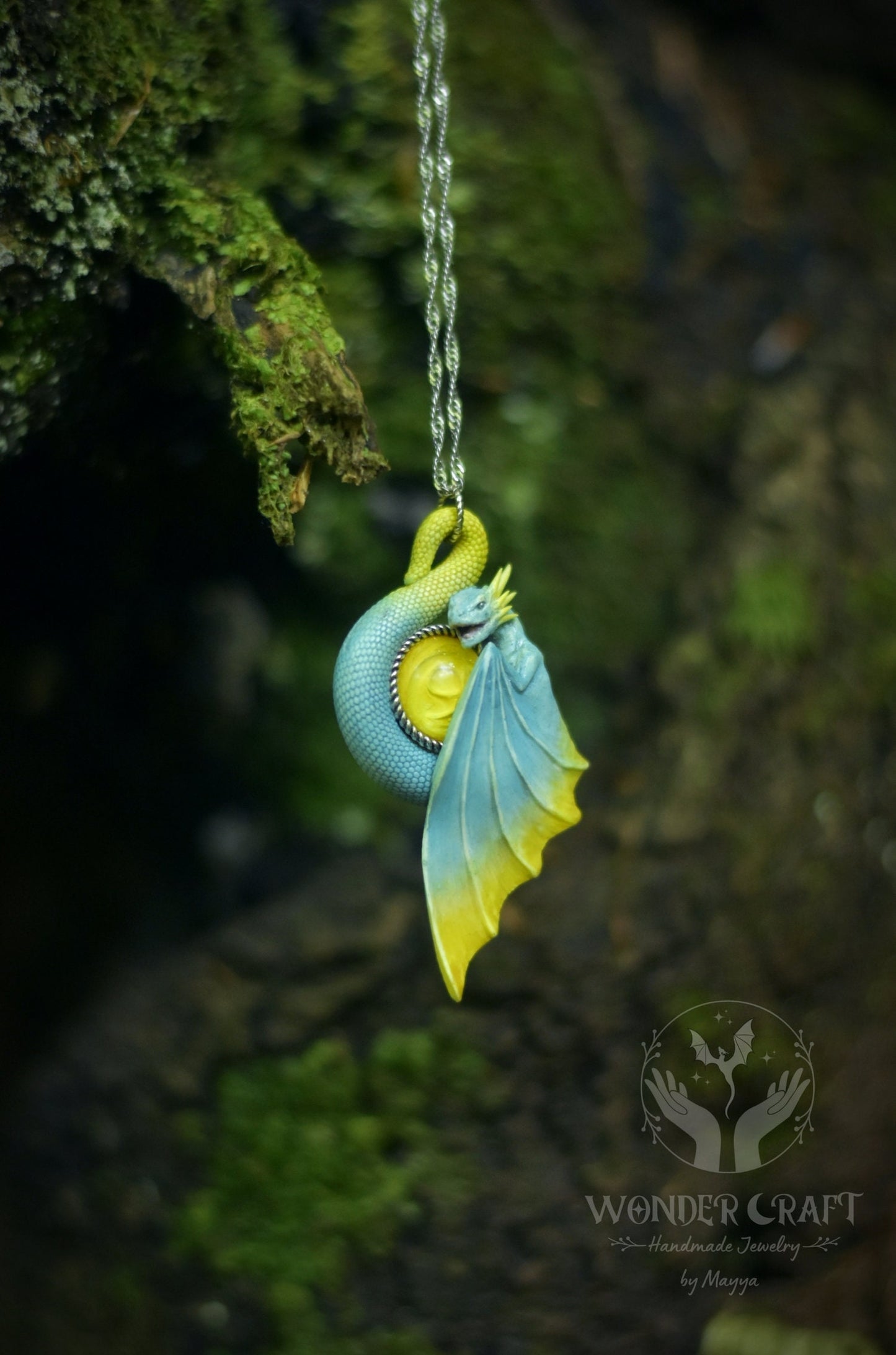 Blue and Yellow Dragon Pendant