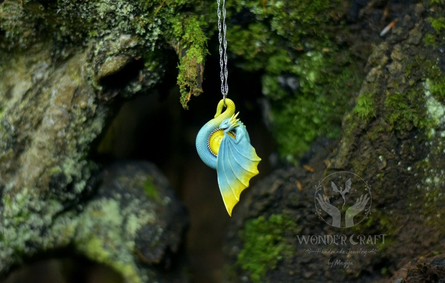 Blue and Yellow Dragon Pendant