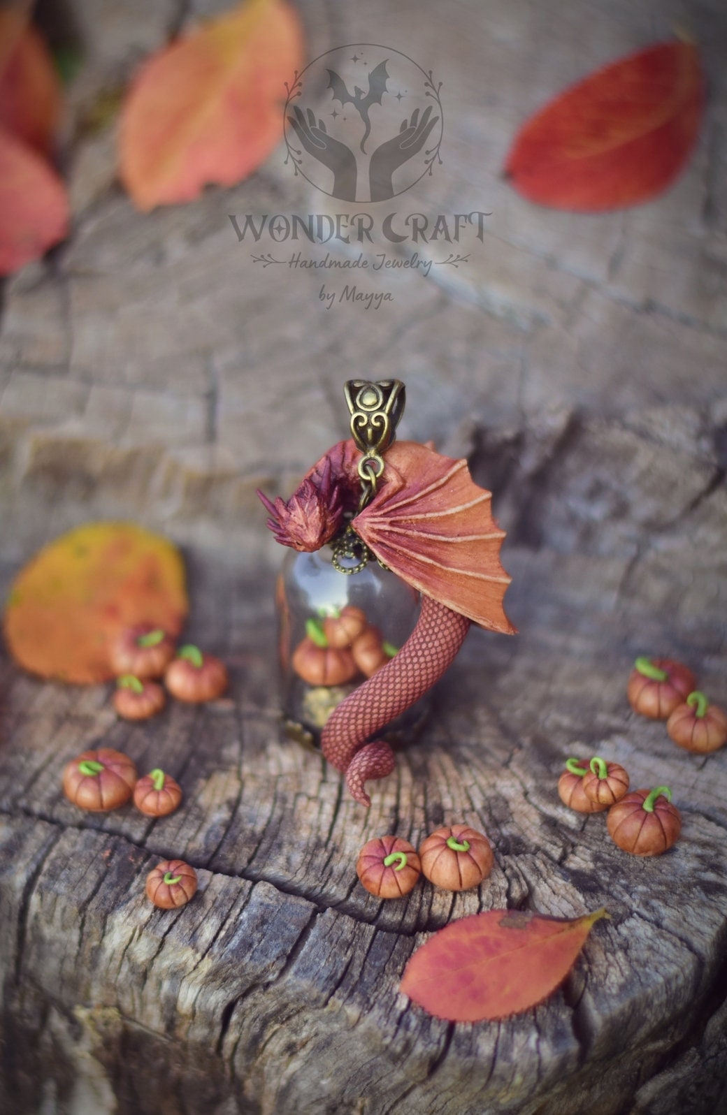 Pumpkin Guardian Dragon Necklace