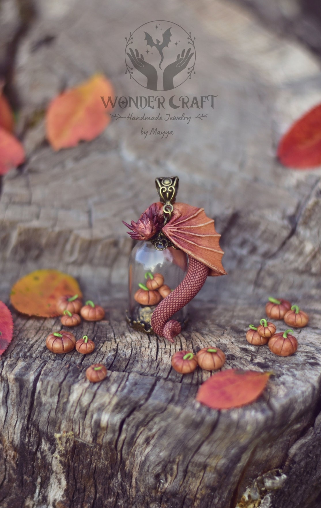 Pumpkin Guardian Dragon Necklace