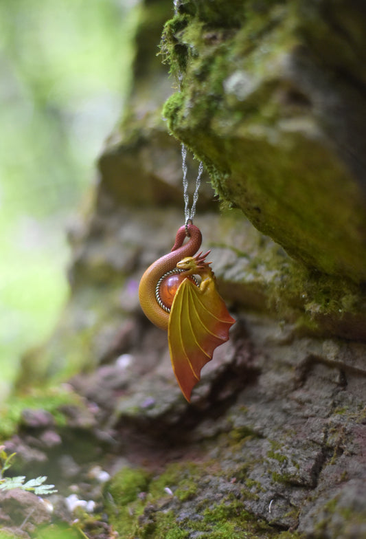 Yellow and Orange Dragon Necklace