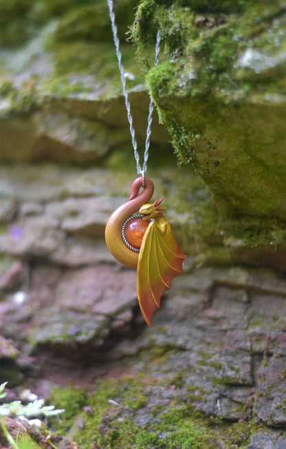 Yellow and Orange Dragon Necklace