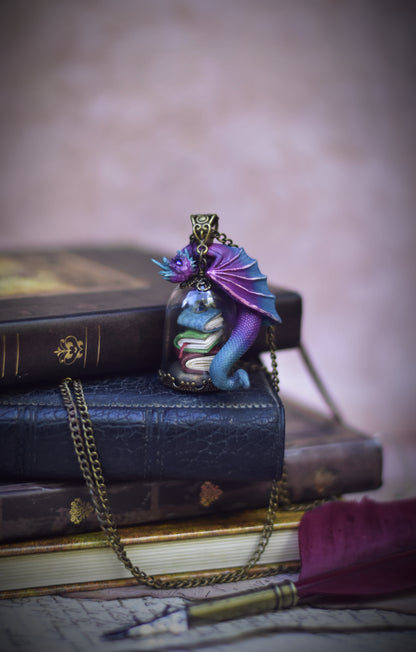 Book Hoard Dragon Guardian Necklace