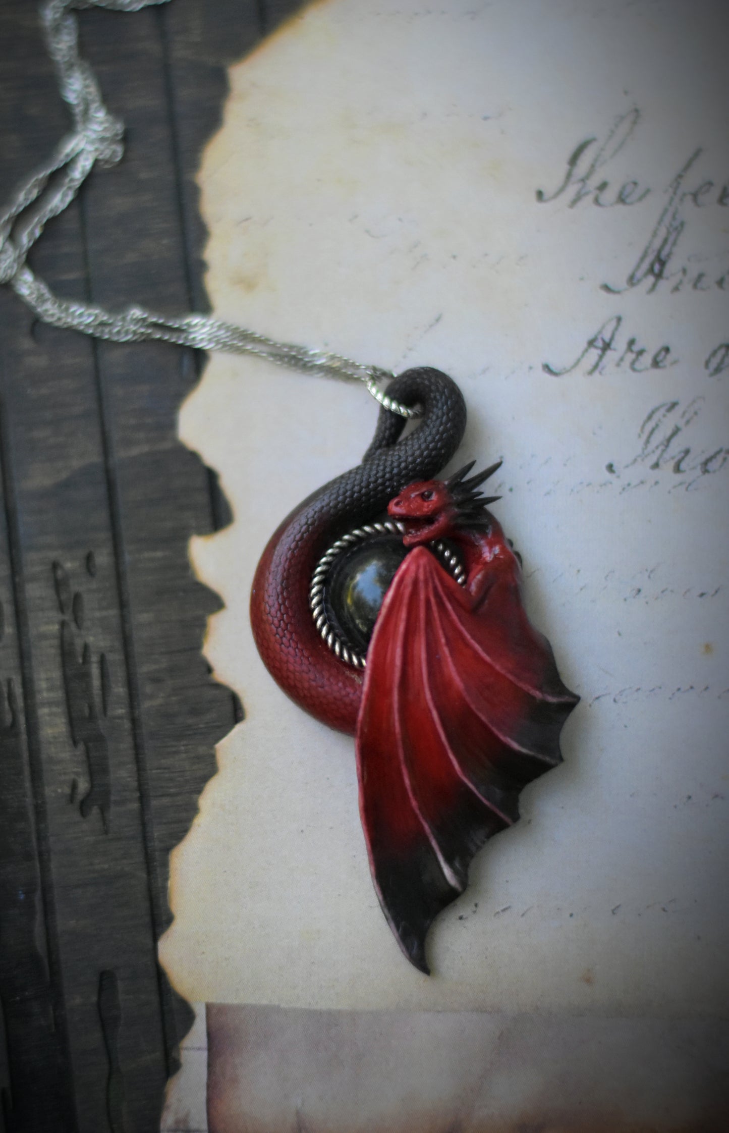 Red and Black Dragon Necklace