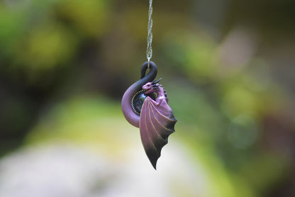 Pink and Black Dragon Necklace