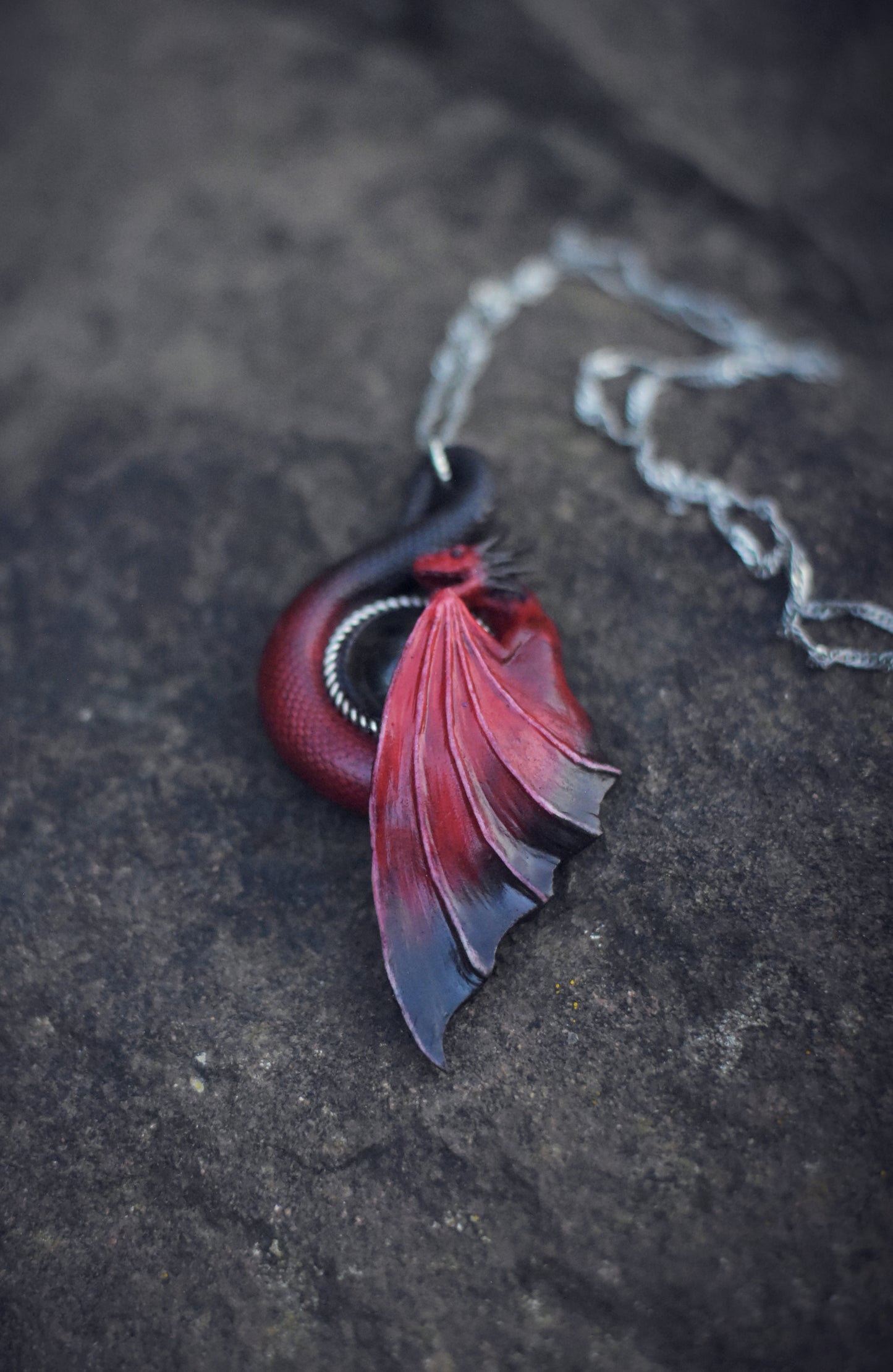 Red and Black Dragon Necklace