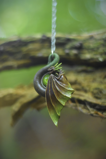 Brown and Green Dragon Necklace