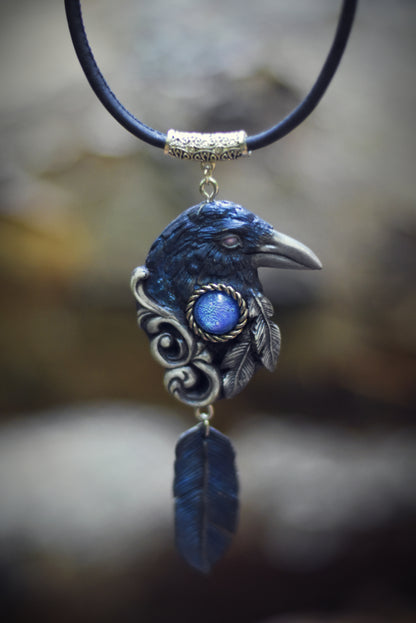 Forest Spirit Guardian Raven Necklace