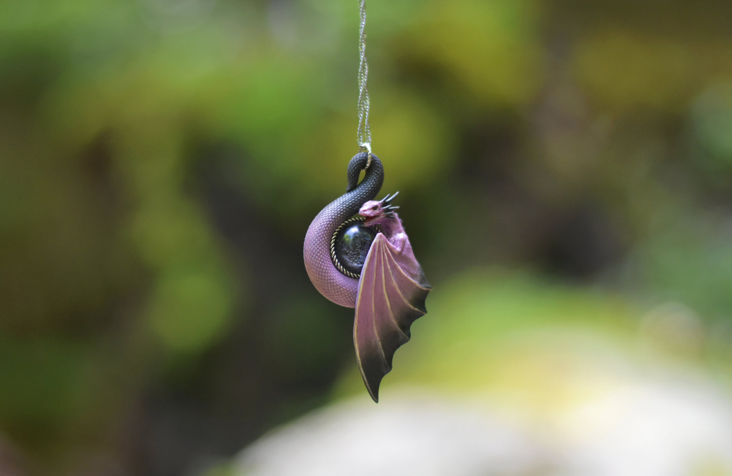 Pink and Black Dragon Necklace