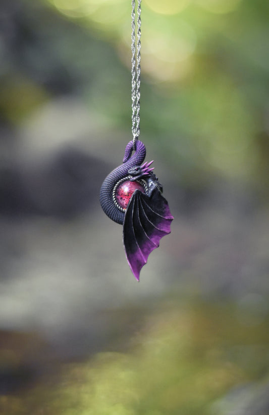 Black and Purple Dragon Necklace