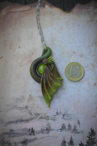 Brown and Green Dragon Necklace