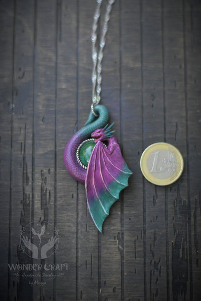 Purple and Teal Dragon Necklace