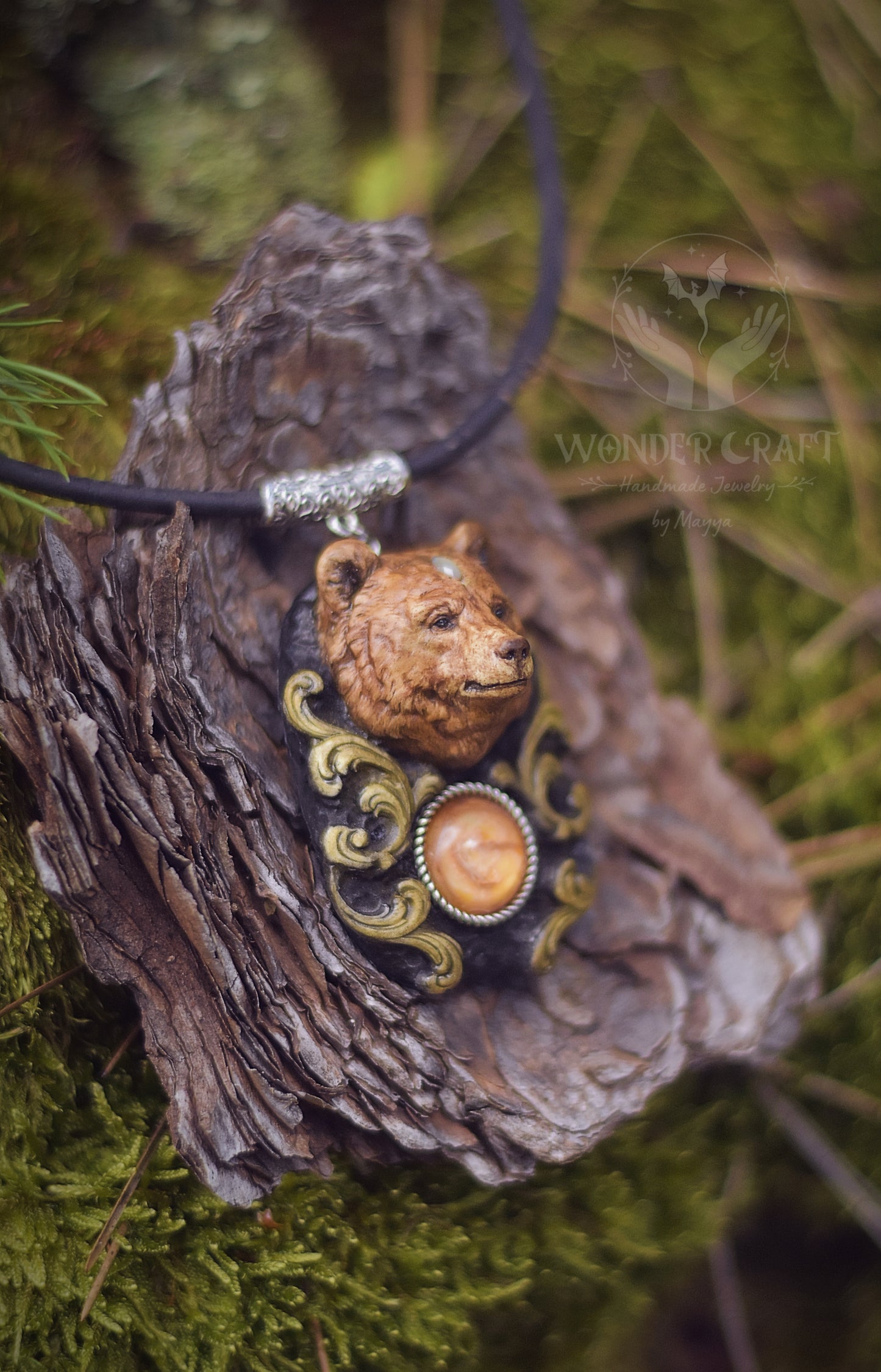 Forest Spirit Guardian Bear Necklace