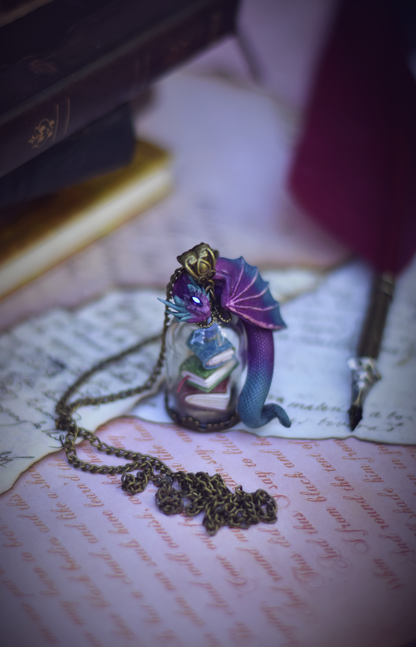 Book Hoard Dragon Guardian Necklace