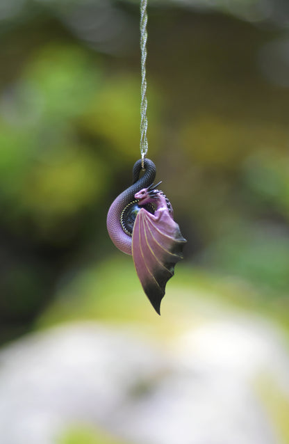 Pink and Black Dragon Necklace