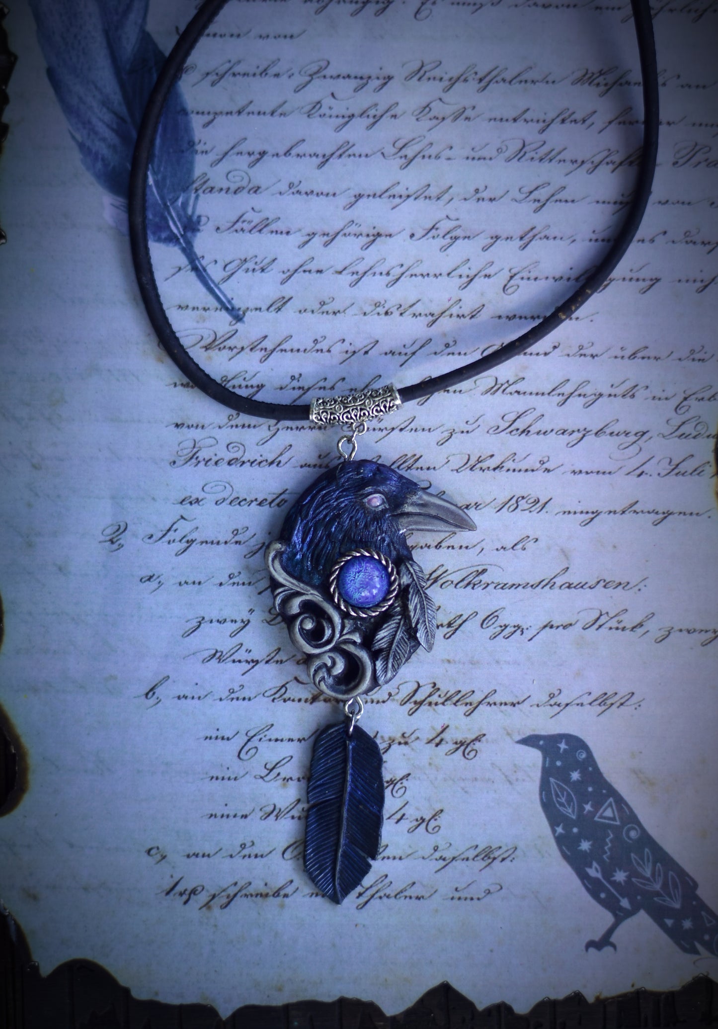 Forest Spirit Guardian Raven Necklace