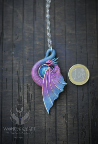 Purple and Blue Dragon Necklace