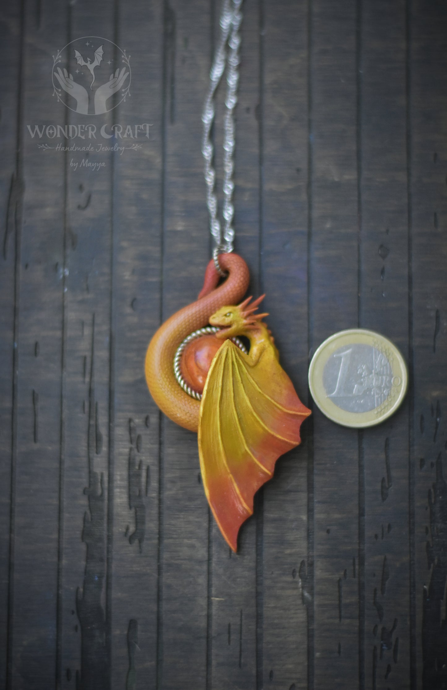 Yellow and Orange Dragon Necklace