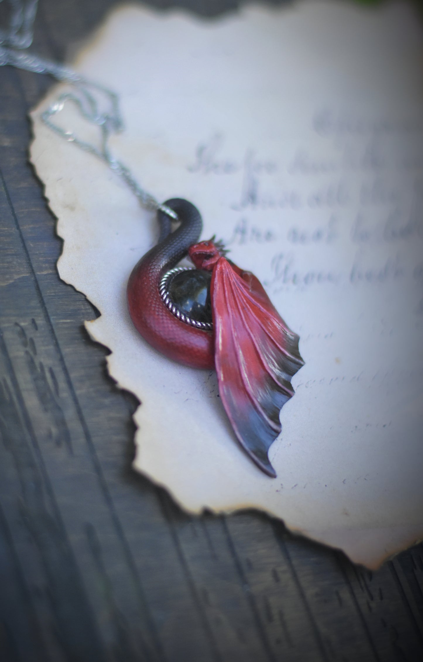 Red and Black Dragon Necklace