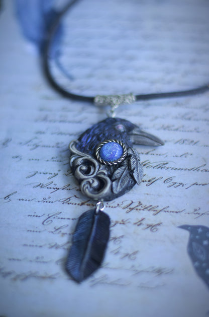 Forest Spirit Guardian Raven Necklace