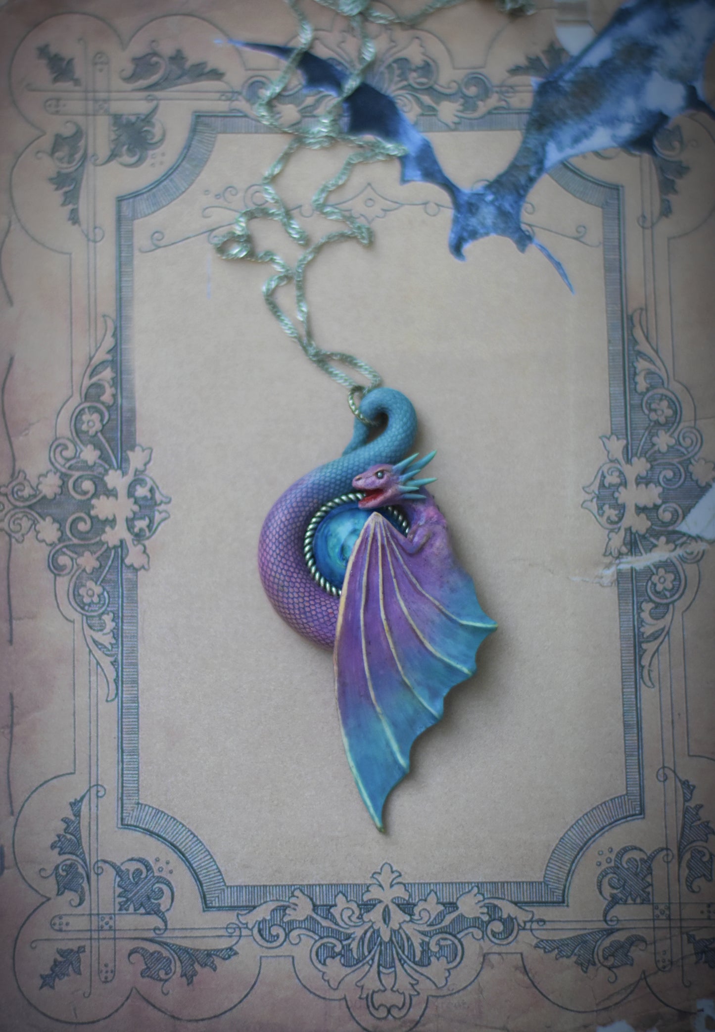 Purple and Blue Dragon Necklace