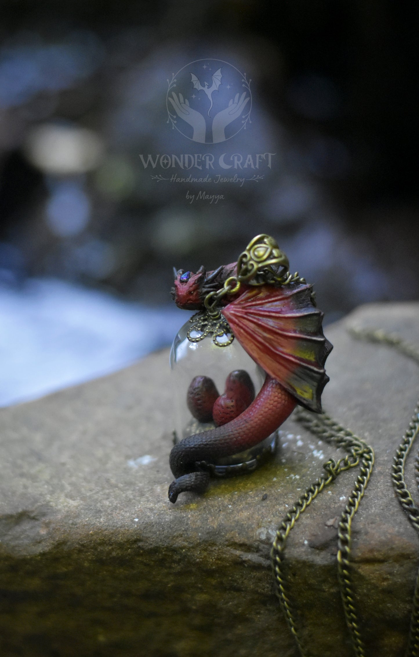 Red and Black Dragon Egg Guardian Necklace